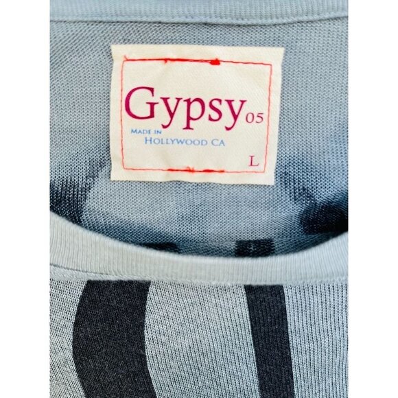 Gypsy 05 Abstract Floral Design Long Sleeve Tunic Top Size Large Ombre Grey - Picture 7 of 8